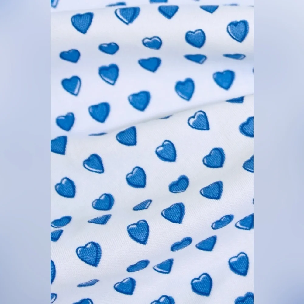 Roller Rabbit Heart Pajama 3 Button Long Sleeve Henley Top in Blue PLEASE READ